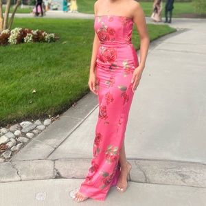 pink satin maxi dress
